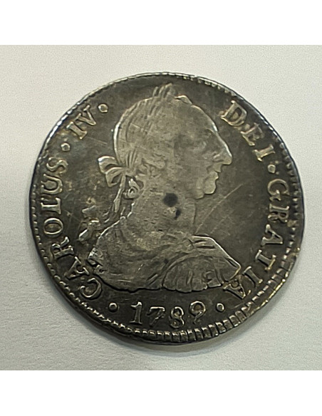 Carlos IV 2 Reales Potosí 1789 PR Busto de Carlos III MBC Carlos IV 2 Reales Potosí 1789 PR Busto de Carlos III MBC