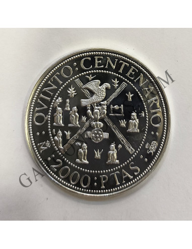 2000 pesetas en plata de la segunda serie del V Centenario del año 1990 FDC