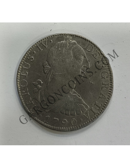 Carlos IV 8 Reales 1790 Mexico FM en  EBC con  Busto de Carlos III