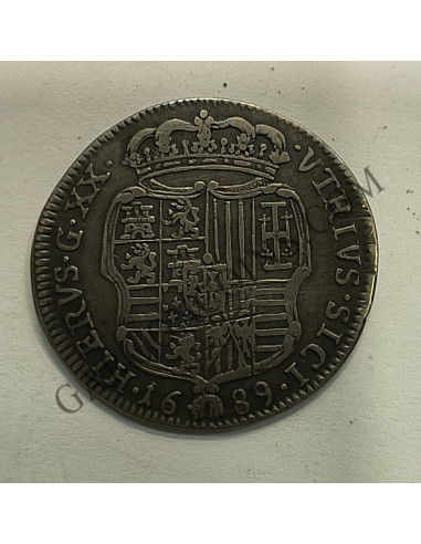 Carlos II  Reino de la Dos Sicilias. Ceca Nápoles 20 Grana (1 Tari)  del año 1689 EBC+