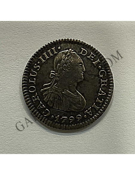 Carlos IV 1/2 Real 1799 ceca Mexico y ensayadores FM  en EBC