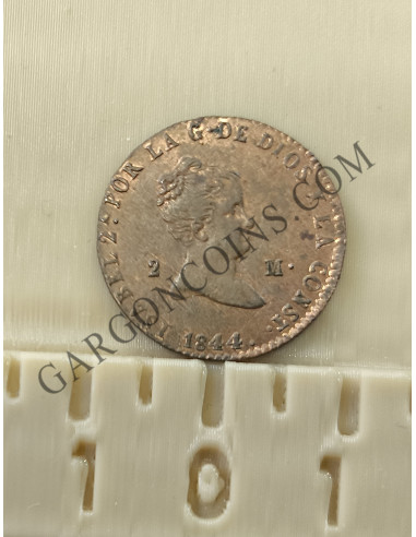 Isabel II 2 Maravedis Segovia 1844 S/C-