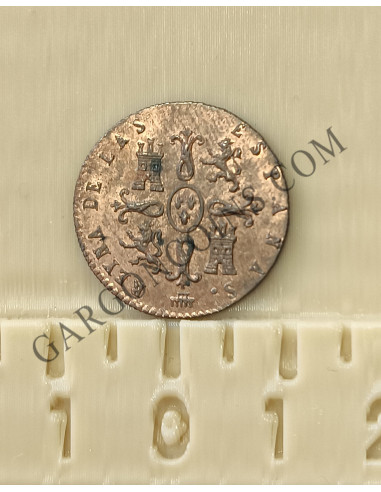 Isabel II 2 Maravedis Segovia 1844 S/C-