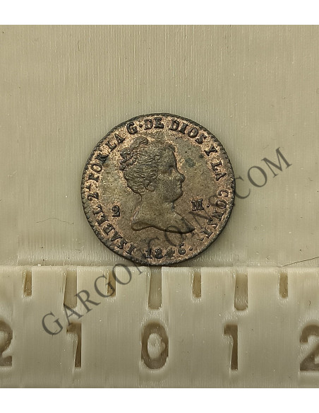 Isabel II 2 Maravedis Segovia 1846 S/C-