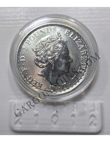 Gran Bretaña  2 Pounds 1 onza Troy Plata Pura Britania 2021