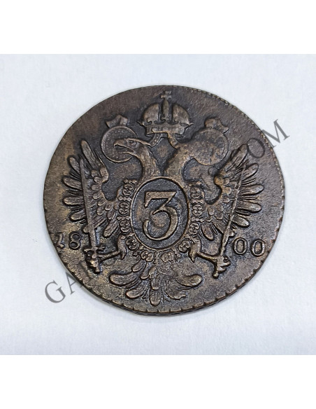 Austria Imperio Francisco II 3 Kreuzer del 1800 ceca Schmöllnitz (Eslovakia) 