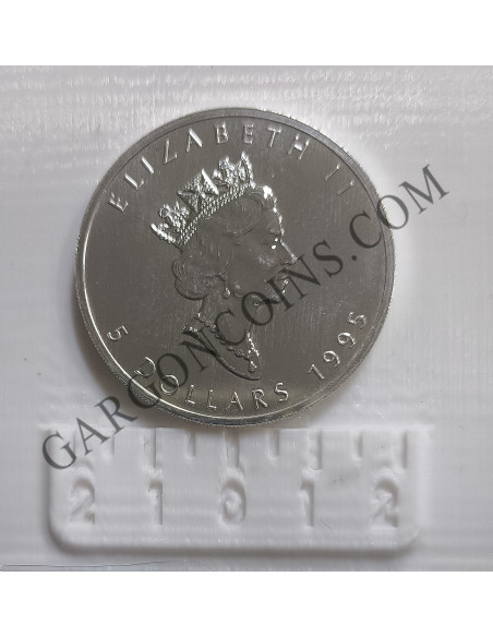 Canada 5 Dolares  1995  1 onza Plata pura Maple Leaf