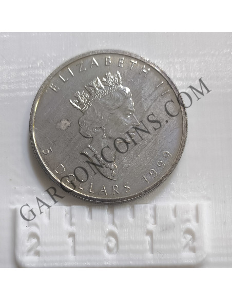 Canada 5 Dolares  1999   1 onza Plata pura Maple Leaf
