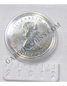 Canada 5 Dolares  1989  1 onza Plata pura Maple Leaf