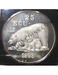 Rara onza de Groenlandia 25 ECU de 1993 oso