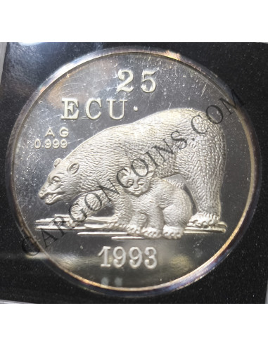 Rara onza de Groenlandia 25 ECU de 1993 oso