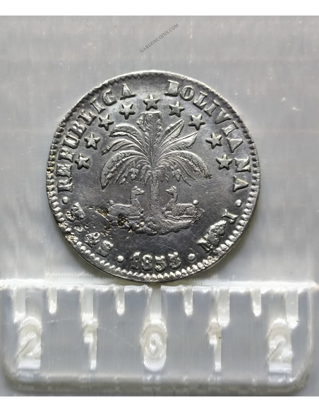 Bolivia 4 soles del 1853 ceca de Potosi MBC