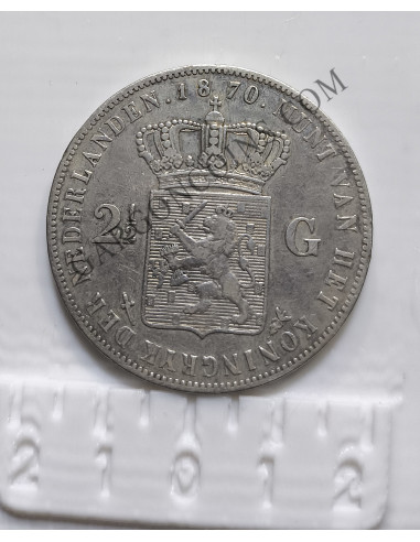 Holanda 2 1/2 Goulden (Florines) Willem III 1870  Guillermo III