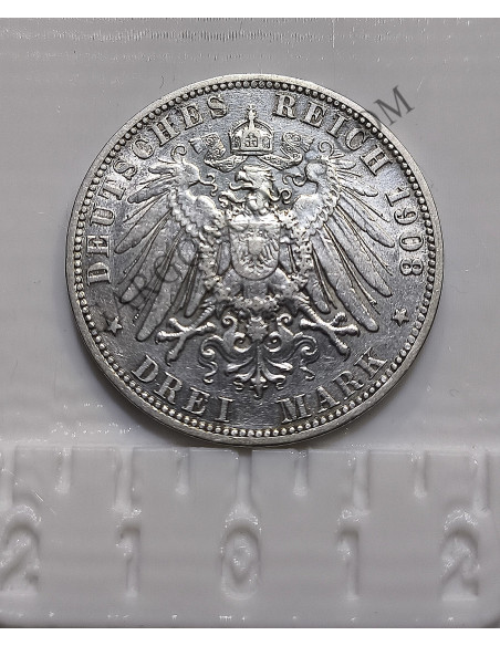 Estados Alemanes Prusia  Willhelm II kaiser de Alemania y Rey de Prusia 3 Reich Mark