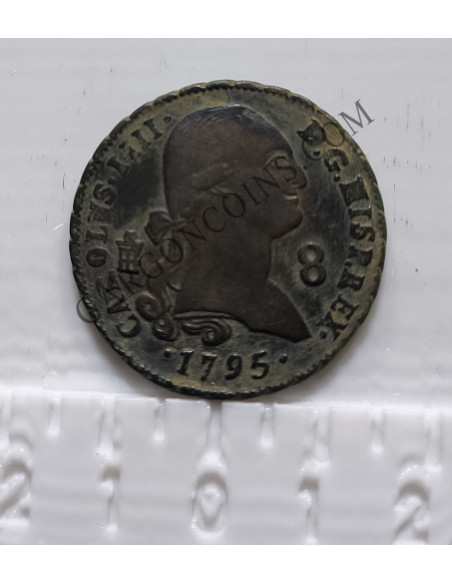 Carlos IV 8 maravedis de 1795 ceca Segovia EBC