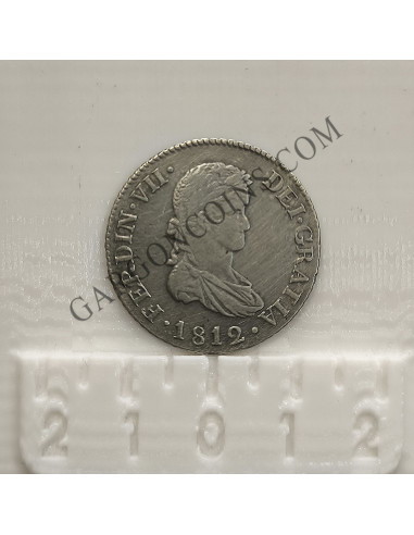 RARA Fernando VII 2 Reales 1812 ceca Cataluña SF en EBC+