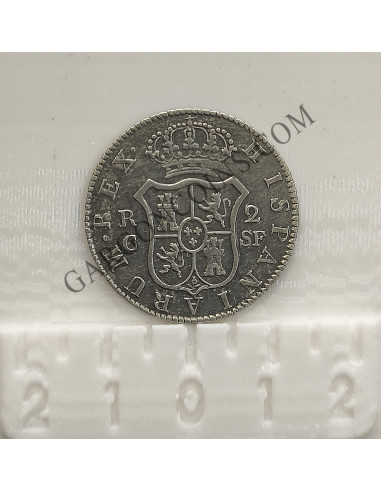 RARA Fernando VII 2 Reales 1812 ceca Cataluña SF en EBC+