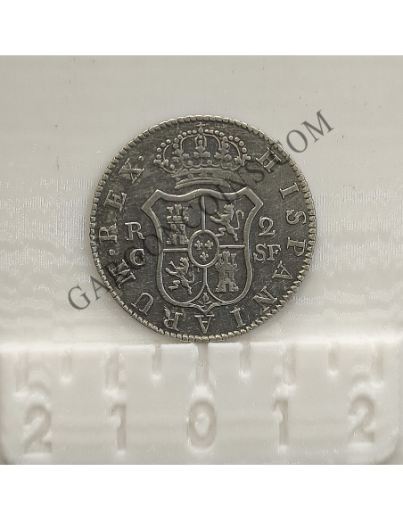 RARA Fernando VII 2 Reales 1812 ceca Cataluña SF en EBC+