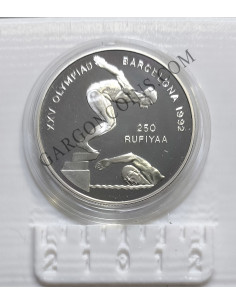 Islas Maldivas 250 Rufiyaa  1990 Olimpiada de Barcelona 92 Calidad Proof