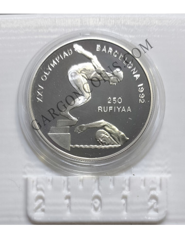 Islas Maldivas 250 Rufiyaa  1990 Olimpiada de Barcelona 92 Calidad Proof