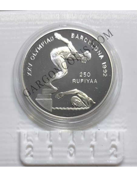 Islas Maldivas 250 Rufiyaa  1990 Olimpiada de Barcelona 92 Calidad Proof