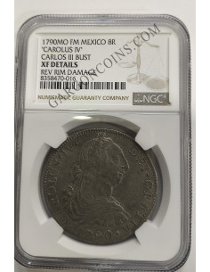 Carlos IV 8 Reales 1790 Mexico FM EBC Certificada