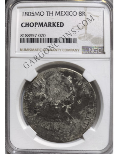 Carlos IV 8 Reales 1805  Mexico TH  Resellos chinos CERTIFICADA
