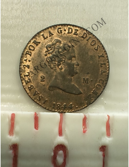 Isabel II  2 maravedies de Segovia del 1844  S/C  y  brillo original