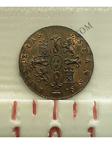 Isabel II  2 maravedies de Segovia del 1844  S/C  y  brillo original