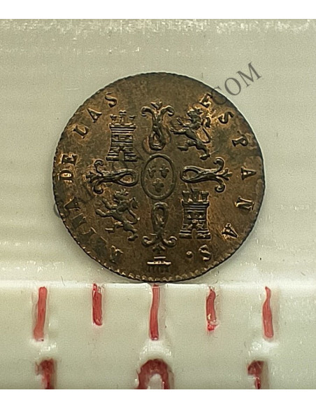 Isabel II  2 maravedies de Segovia del 1844  S/C  y  brillo original