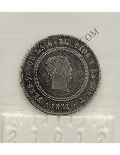 Fernando VII Resellkado de 10 Reales del 1821 Madrid S.R. en EBC+