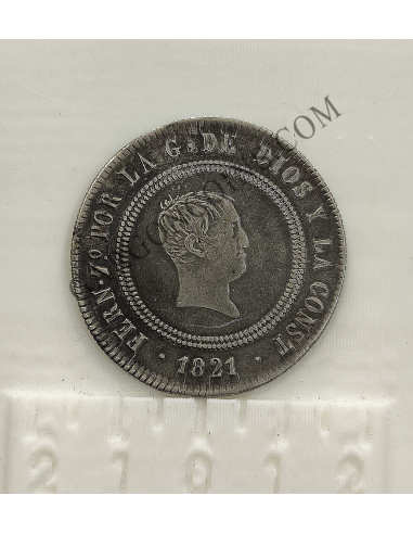 Fernando VII Resellkado de 10 Reales del 1821 Madrid S.R. en EBC+