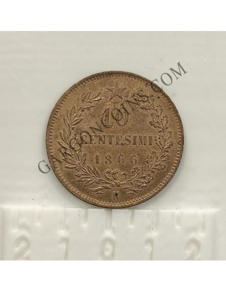 Italia Vitorio Emanuele II 10 Centesimi 1866 H (Birmingham) S/C