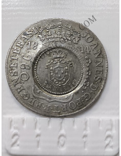Brasil  Ioannes VI  960 Reis 1814 sobre 8 reales españoles y resellado sentex de 1949