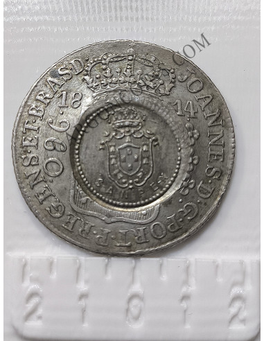 Brasil  Ioannes VI  960 Reis 1814 sobre 8 reales españoles y resellado sentex de 1949