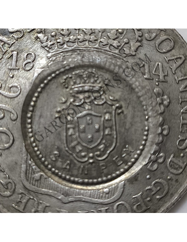 Brasil  Ioannes VI  960 Reis 1814 sobre 8 reales españoles y resellado sentex de 1949