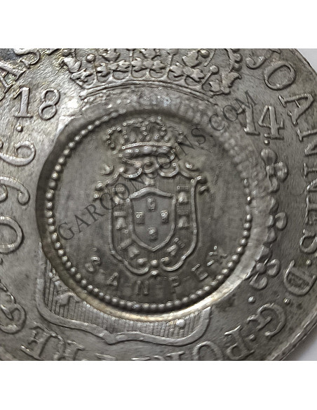 Brasil  Ioannes VI  960 Reis 1814 sobre 8 reales españoles y resellado sentex de 1949
