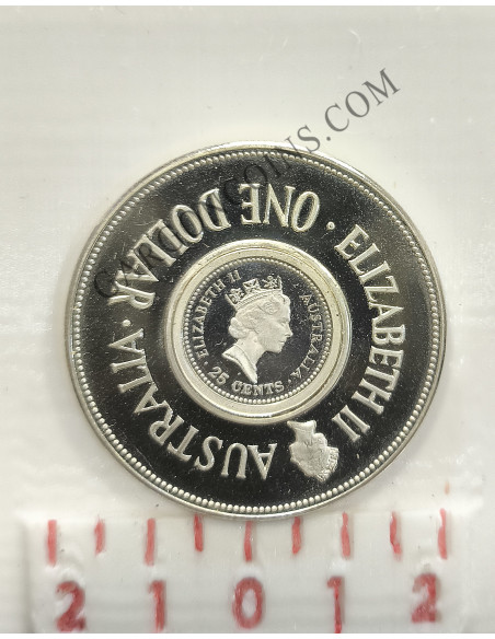 Australia  1`25 Dolares año 1989  The Holey Dollar Ag 0.999 KM 131