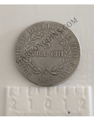 Italia Estado de Lucca y Piombino 5 Franchi 1807 KM 24.3