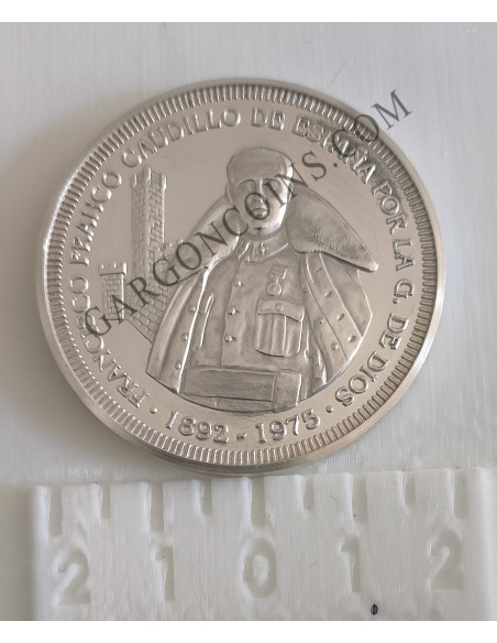 1 Onza plata pura de Francisco Franco con Capote y reverso Aguila de San Juan