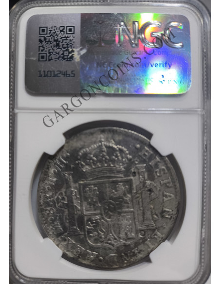 Carlos IV 8 Reales Mexico T H 1805 MBC  Resellos Chinos y certificada