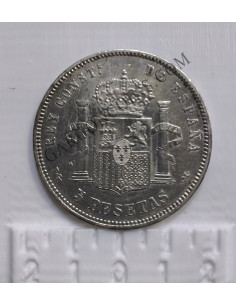 Alfonso XIII  5 Pesetas 1892 *18 *92 PGM  EBC