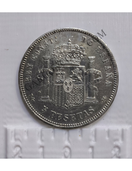Alfonso XIII  5 Pesetas 1892 *18 *92 PGM  EBC