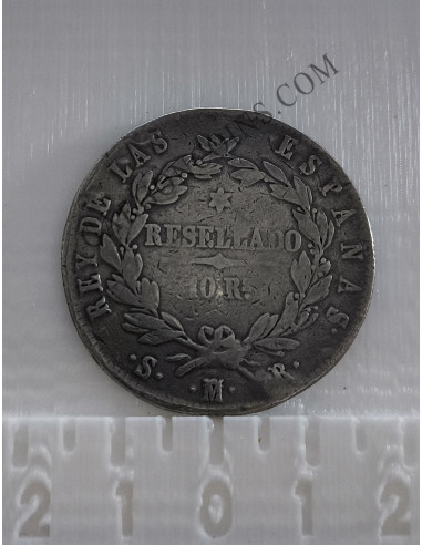 Fernando VII Resellado de 10 Reales del 1821 Madrid S.R. 