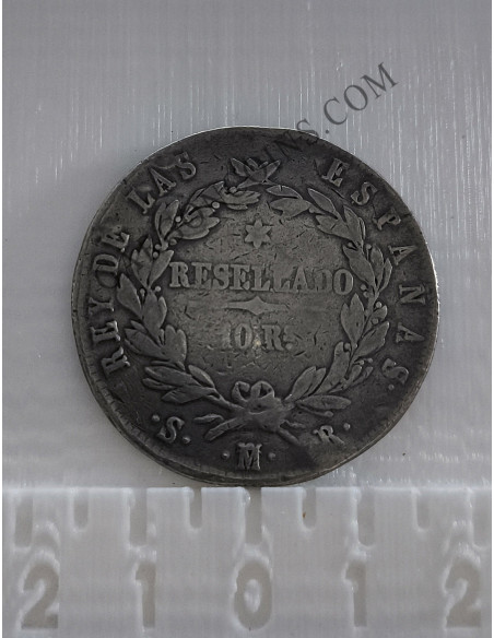 Fernando VII Resellado de 10 Reales del 1821 Madrid S.R. 