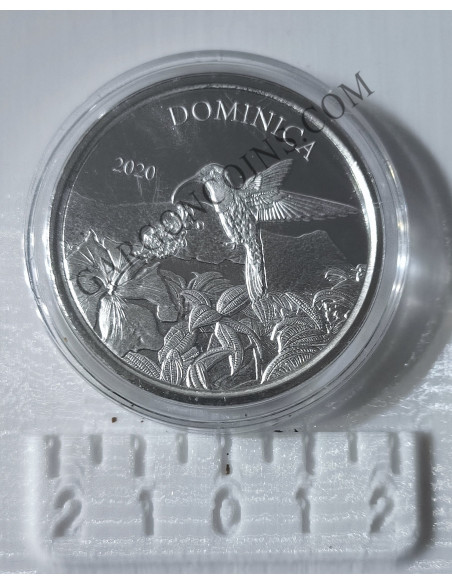 Dominica  2  Dolares 2021  1 onza de plata pura Esatern Caribian COLIBRI