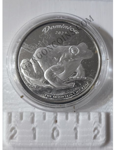 Dominica  2  Dolares 2022  1 onza de plata pura Esatern Caribian Mountain chicken FROG