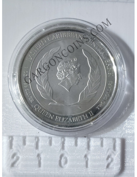 Montserrat  2  Dolares 2022  1 onza de plata pura Esatern Caribian