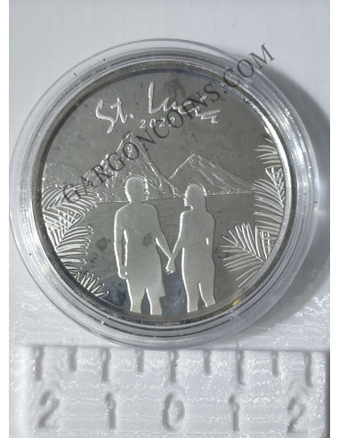 Santa Lucía 2 Dolares 2022  1 onza de plata pura Esatern Caribian