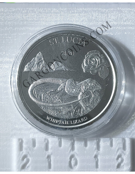 Santa Lucía 2 Dolares 2020 1 onza de plata pura Lagartija colilarga